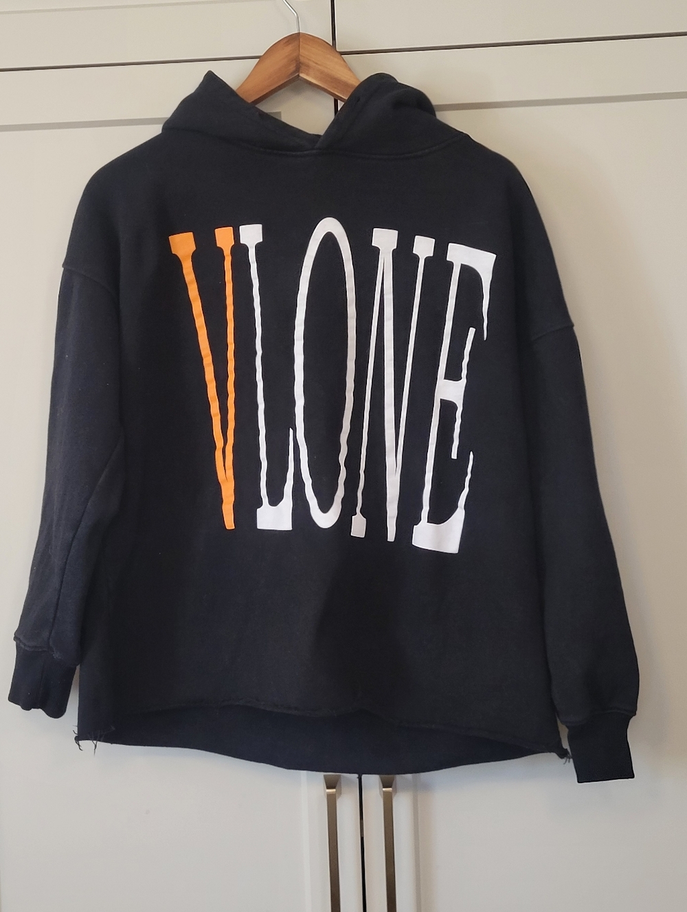 VLONE Black Staple Hoodie with Orange Back Logo sz L